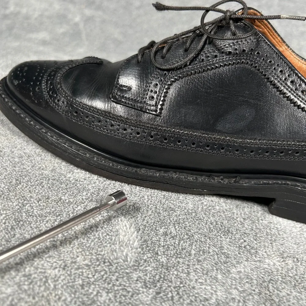 VTG Florsheim Imperial Sibley's Detroit Longwing Derby Black Shoes Men 9.5 D USA